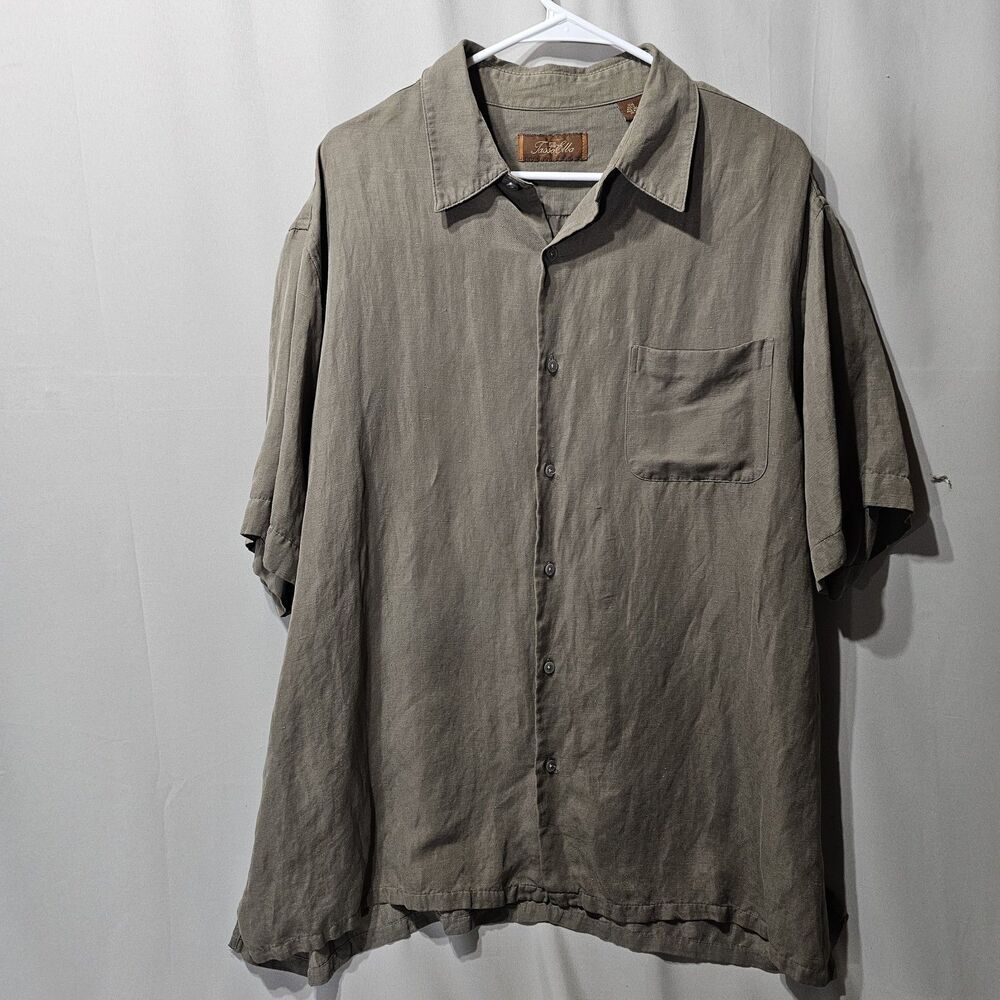 Tasso Elba Men’s Linen Button Down Shirt XXL Coastal Relaxed Resort Casual M139